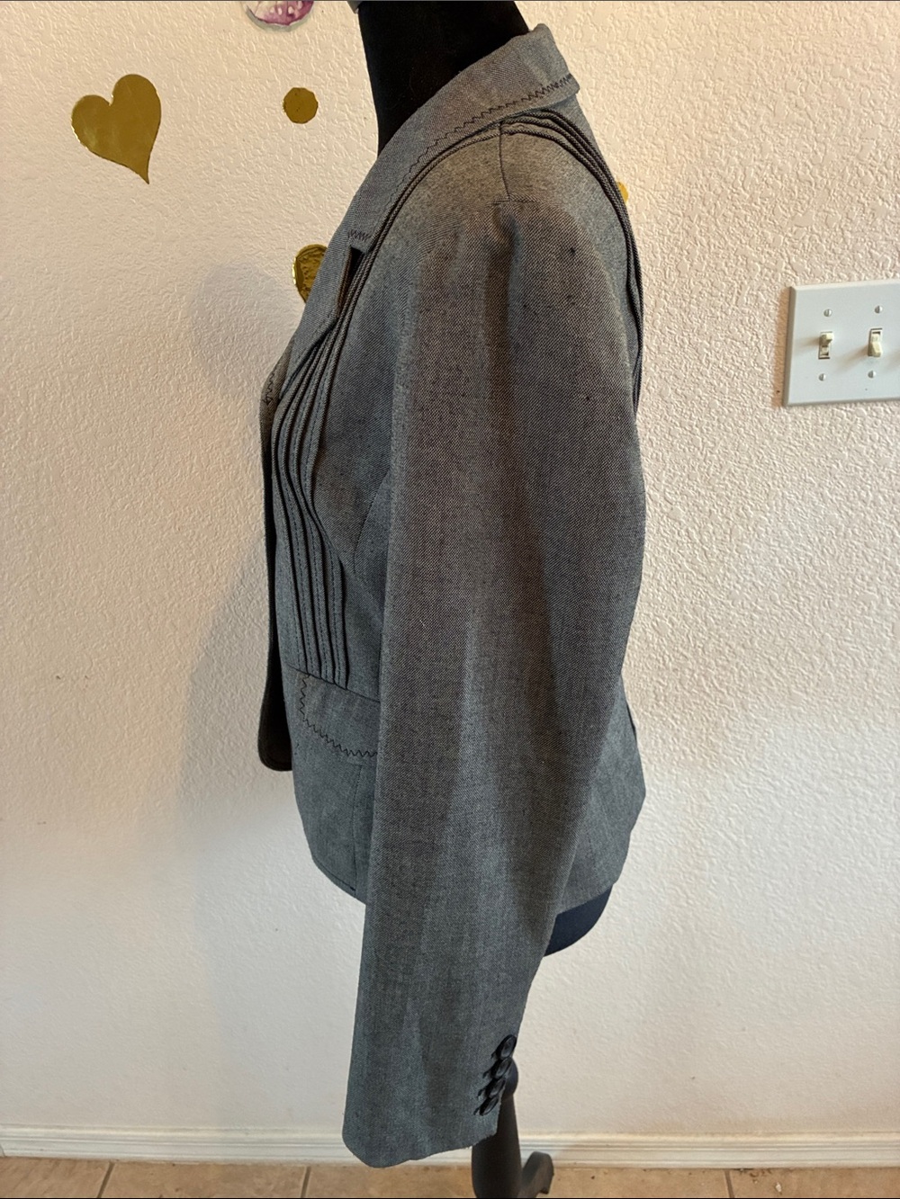 LOFT Gray Tailored Blazer with Decorative Stitching - Picture 4 of 6